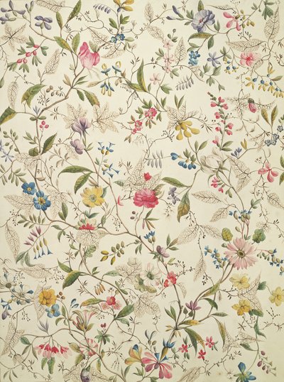 Motif de fleurs sauvages pour tissu en soie, c.1790 - William Kilburn